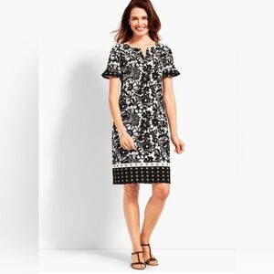 Talbots  Elegant Black and White Floral Dress. Size M